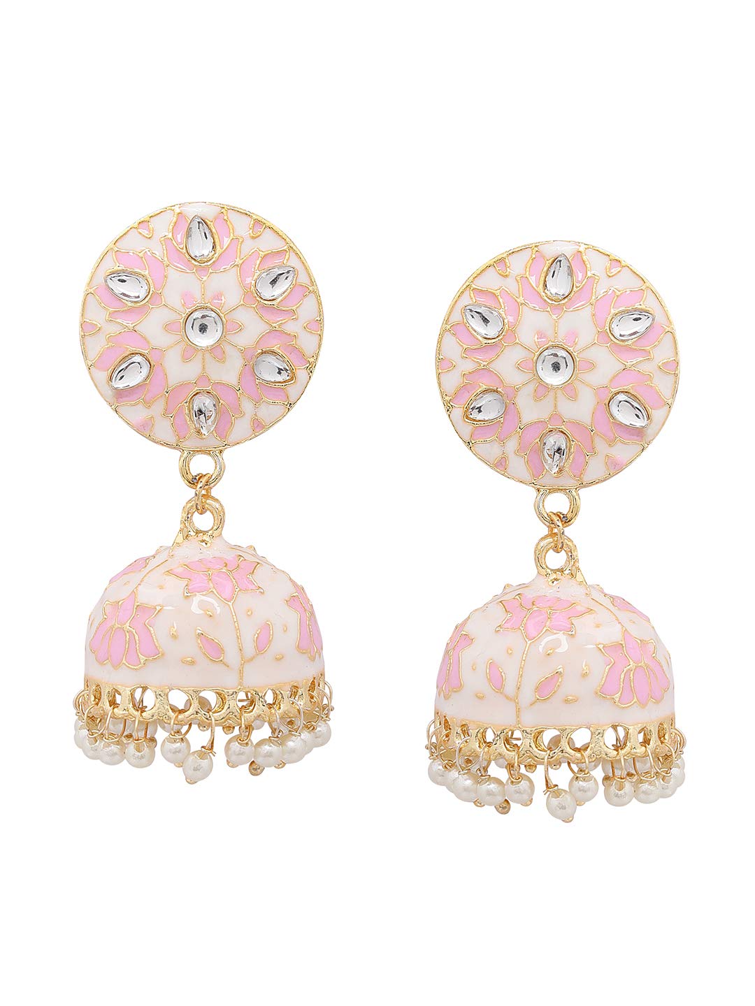 Yellow Chimes Jhumka Earrings for Women Traditional Gold Plated Pink Flower Meenakari Kundan Jhumki/Jhumka Earrings for Women and Girls (B08QFVQBSD) Amazon Price History, Amazon Price Tracker
