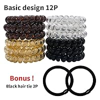 Vista 2 de BeliJiu - Lazos para el cabello en espiral – Basic 12P – Lazos para el cabello con cable de teléfono, lazos elásticos para el cabello para mujeres