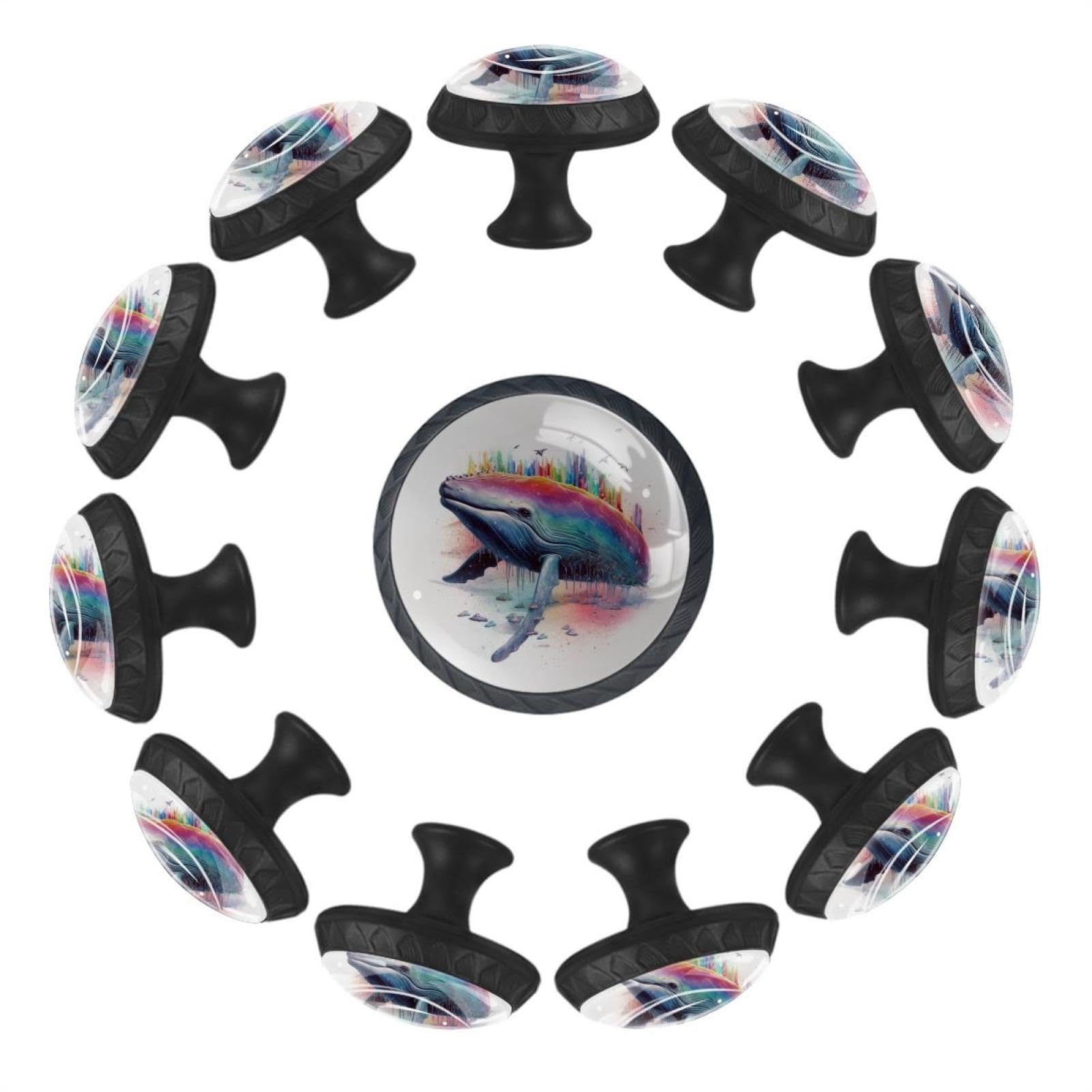 Boutons de tiroir en cristal motif baleine féerique lot de 12 pièces transparentes