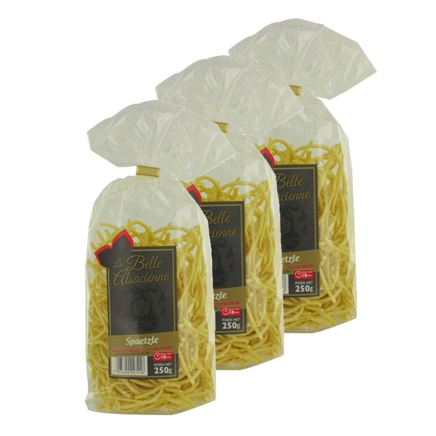 Lote de 3 pastas de huevo Spaetzle IGP Francia – La Belle Alsacienne – Paquete de 250 g