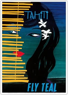 Tahiti - Fly TEAL (Tasman Empire Airways Limited) - Vintage Airline Travel Poster by Arthur Alfred Thompson c.1950s - Master Art Print 10in x 14in