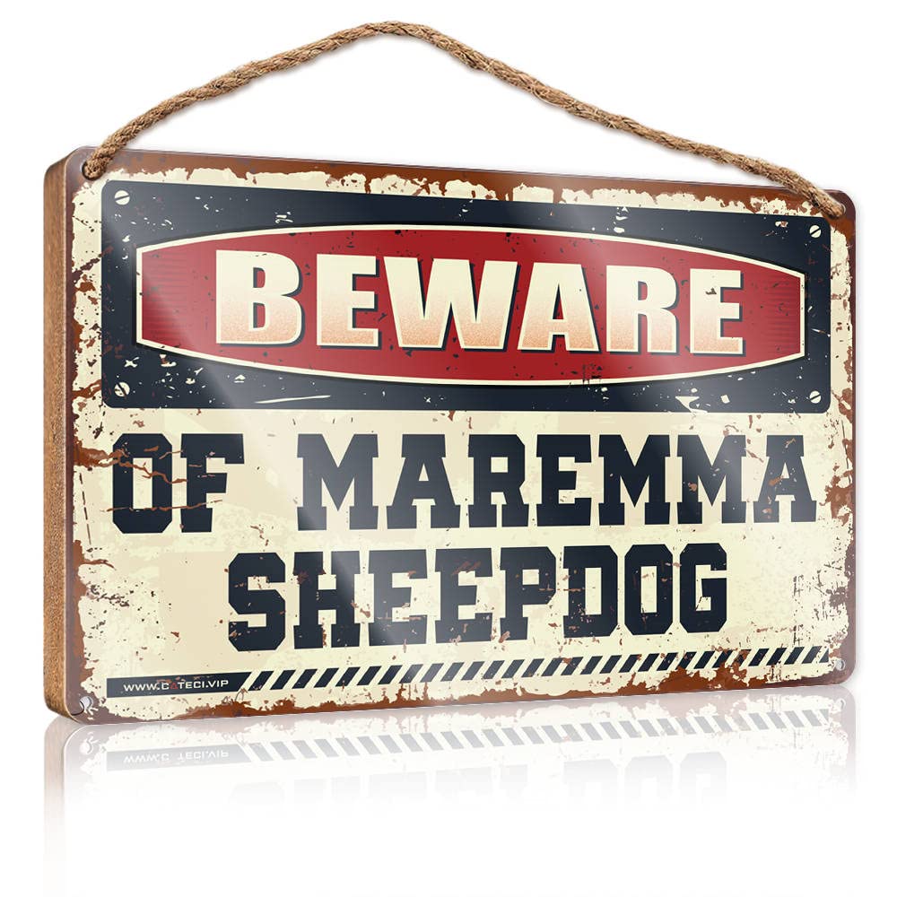 Funny Desk Live Signs Beware Of Maremma Sheepdog Wooden Sign(15X28CM)
