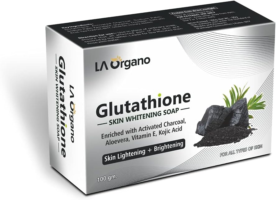 LA Organo Glutathione Activated Charcoal Skin Whitening Soap For All Skin Type (100gm) Pack of 1