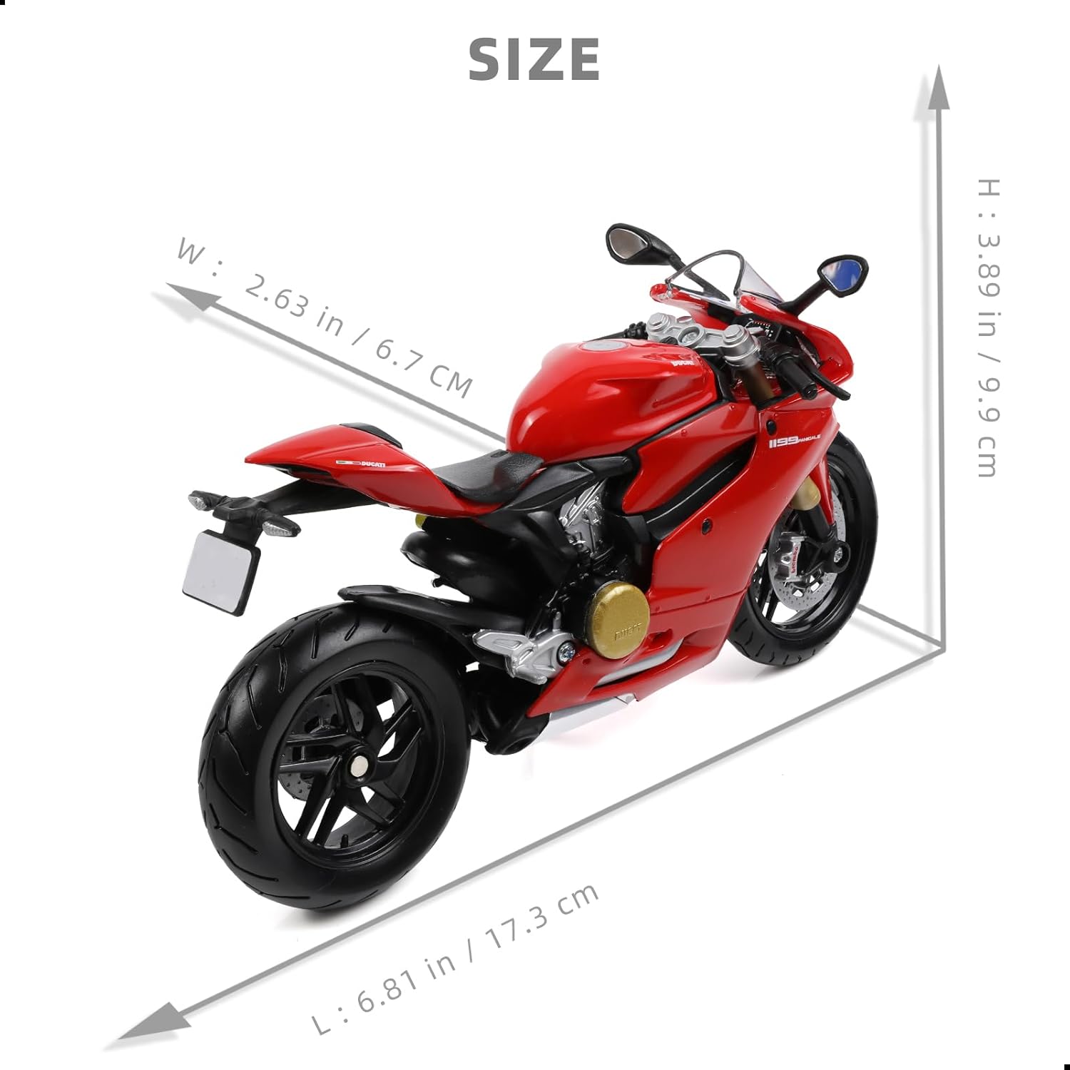 1:12 Motorcycle Model for Ducati 1199 Panigale Alloy Diecast Motorcycle Model Toy Mini Moto Gift（Red）