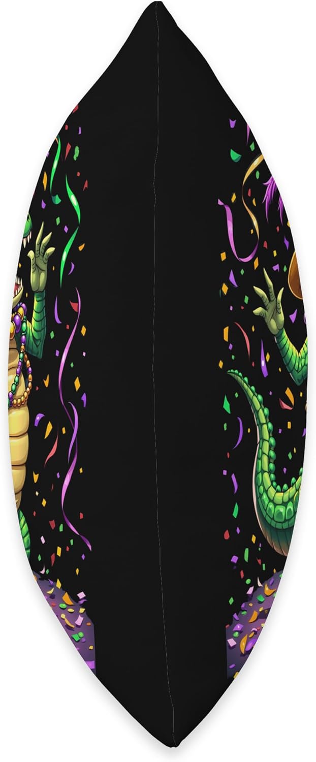 Mardi Gras Alligator Beads Parade Throw Pillow