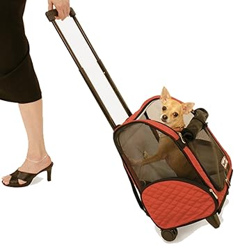 Snoozer Wheel Around 4-In-1 Pet Travel Carrier, Red, Large