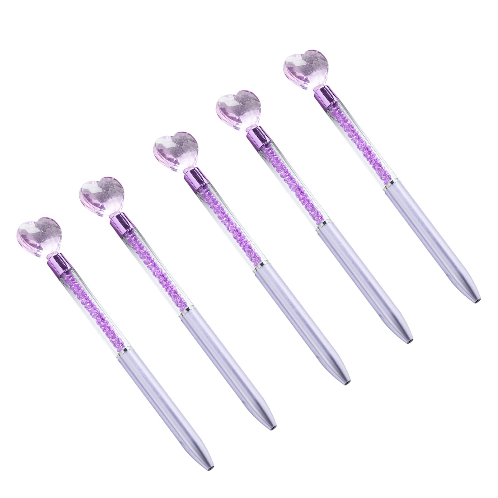 LAMDNL Lot De 5 Stylos à Bille En Forme De Cœur - Stylo Décoratif De 1,0 Mm - Stylo à Bille En Cristal - Fournitures Scolaires