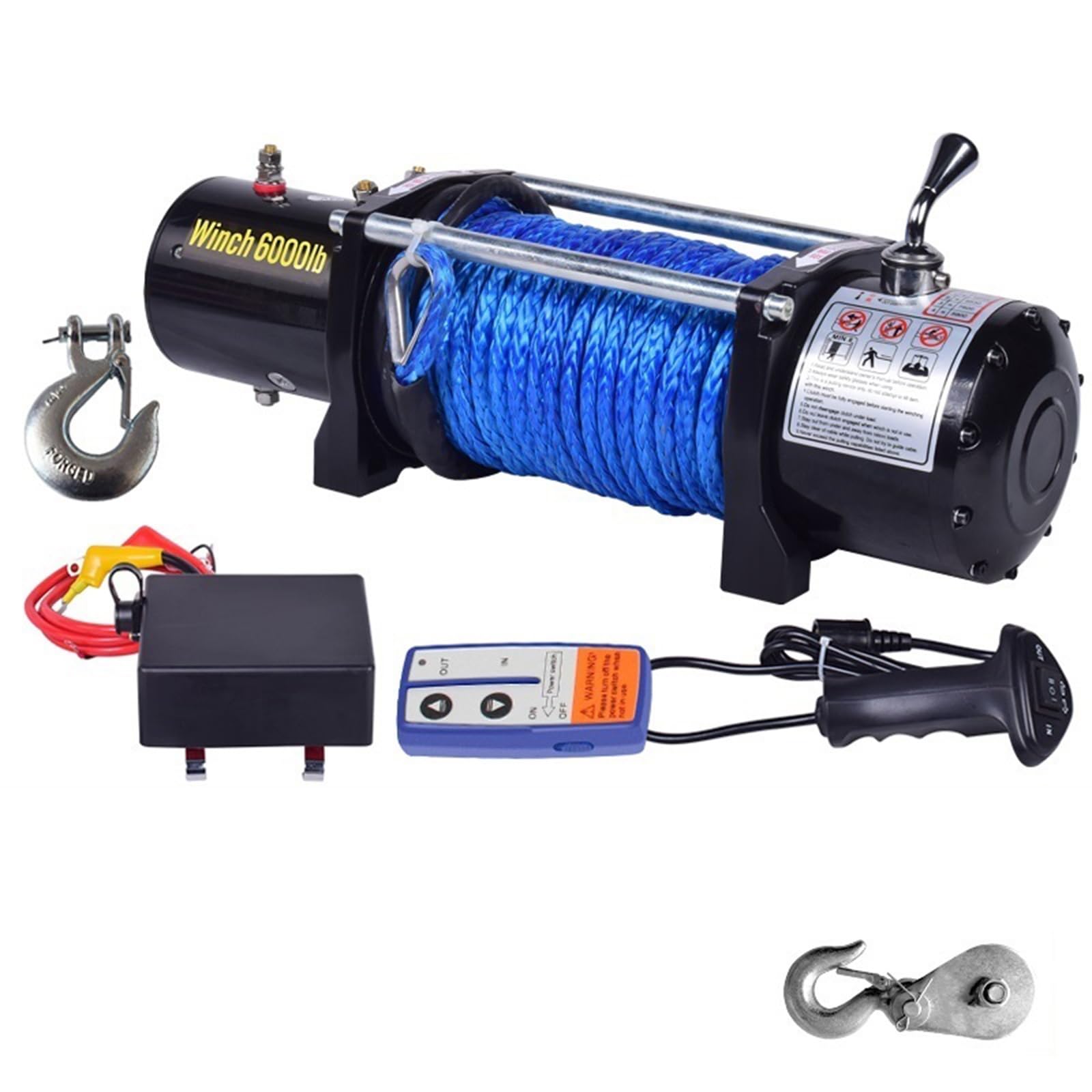 Portable Small Electric Hoist, Electric Vehicle-Mounted Crane Winch, Off-Road Vehicle Self-Rescue Winch (6000 Lbs)