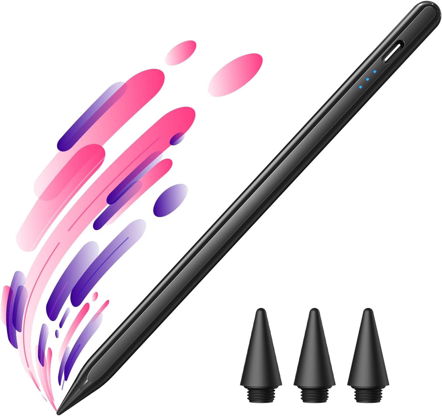 JAMJAKE iPad Pencil Stylus Pen for iPad 11th&10th Gen - 5X Faster Charge Compatible with (2018-2025) Apple iPad 6-11 Gen, iPad Air 3/4/5/M2/M3, iPad mini 5/6, iPad Pro 11"/12.9"/M4 - Black