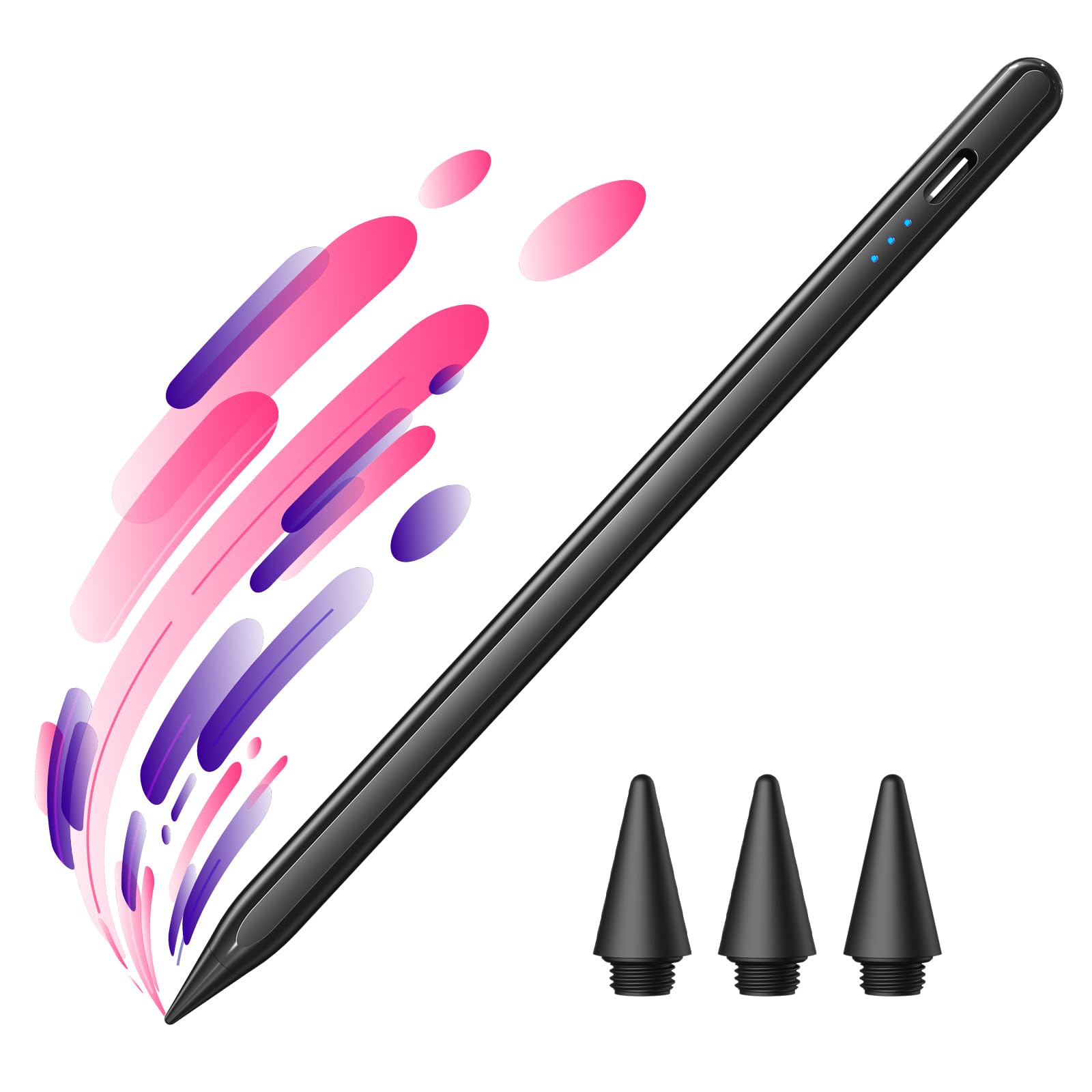 JAMJAKE iPad Pencil Stylus Pen for iPad 11th&10th Gen - 5X Faster Charge Compatible with (2018-2025) Apple iPad 6-11 Gen, iPad Air 3/4/5/M2/M3, iPad mini 5/6, iPad Pro 11"/12.9"/M4 - Black