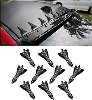 10PCS Car Diffuser Shark Fin Kit, Auto Air Vortex Generator Decoration Self-Adhesive Compatible with Spoiler Roof Wing Pointed, Bumper Exterior Accessories for SUV, Car (Black)