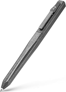 Titanium Slide Retractable Tactical Pen Grey | Slide Clip Retractable, Fits Standard G2 Refills, Smooth Writing, Pocket Clip Portable, for Office Outdoor Signature Gift