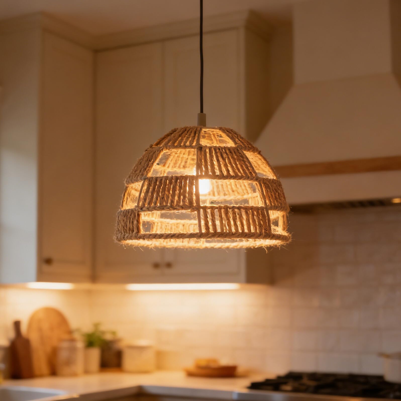 Paralume in Carta Intrecciata Design Boho per Lampada da Tavolo da Terra, Diffusore Luce Calda per Sala da Pranzo o Camera