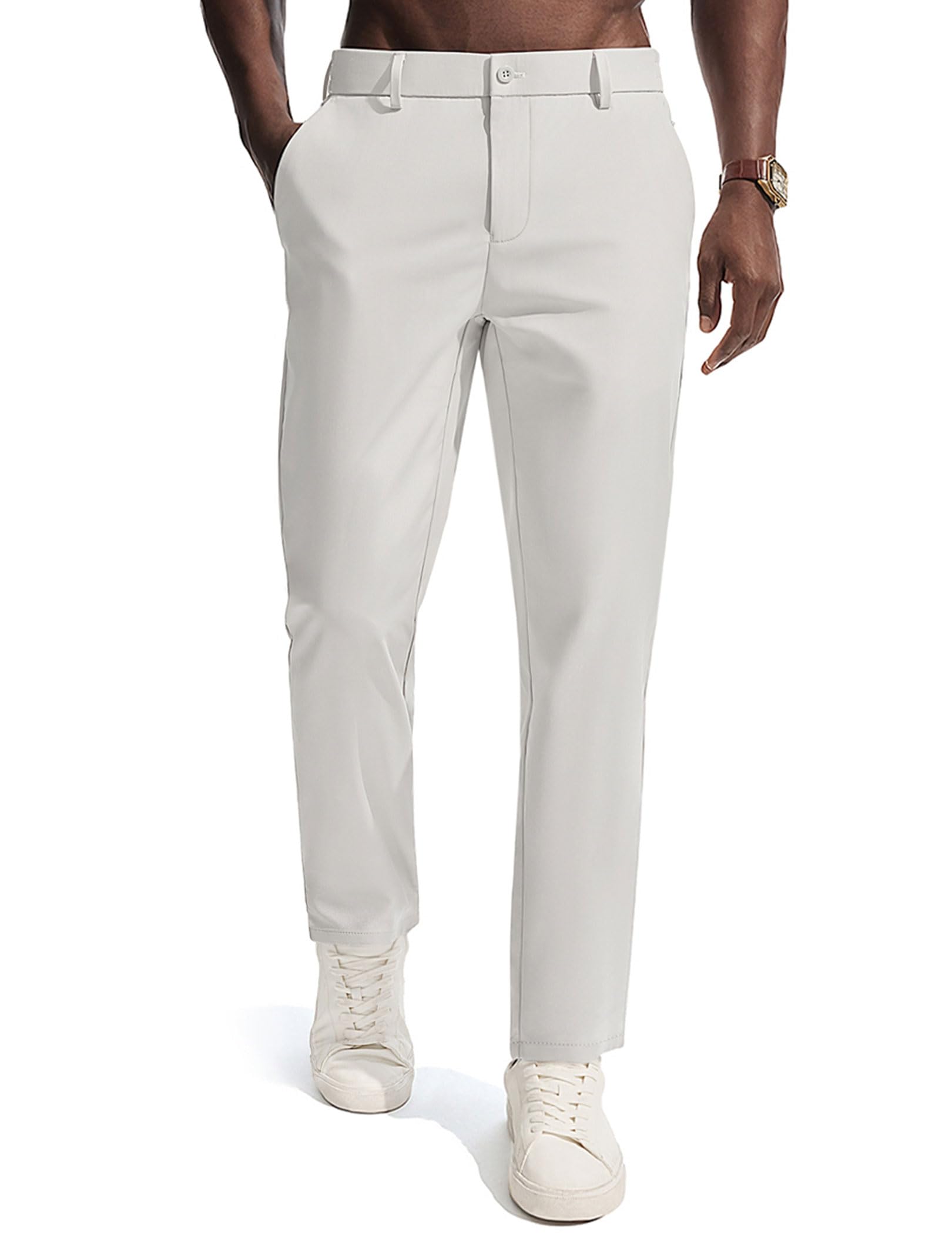 PJ PAUL JONES Mens Golf Pants Casual Stretch Slim Fit Tapered Dress Pants Lightweight Wrinkle Free Trousers