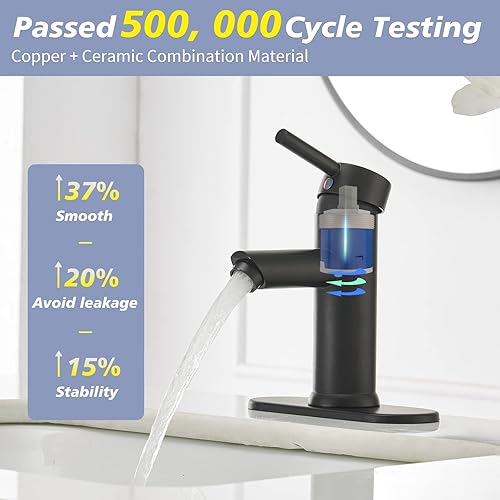 Miniatura 5 de Greenspring - Grifo mando de una sola pieza para fregadero de baño con desagüe desplegable sin desbordamiento