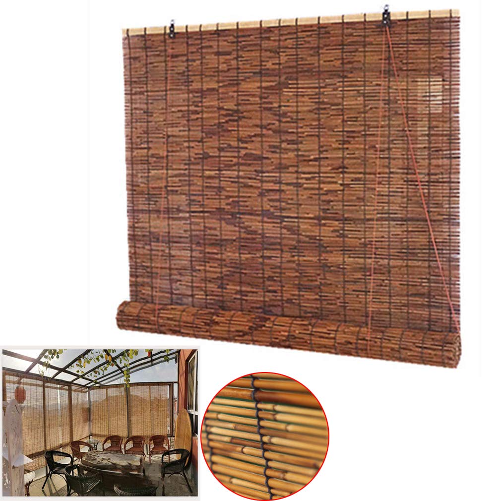 Zhaomi Carbonization Bamboo Blind Straw Curtains,Roman Shades,Partition Roller Blinds,Home use Retro Decorative Curtains,for Windows Door,Balconies,Interiors,Customizable (130x200cm/51x79in)