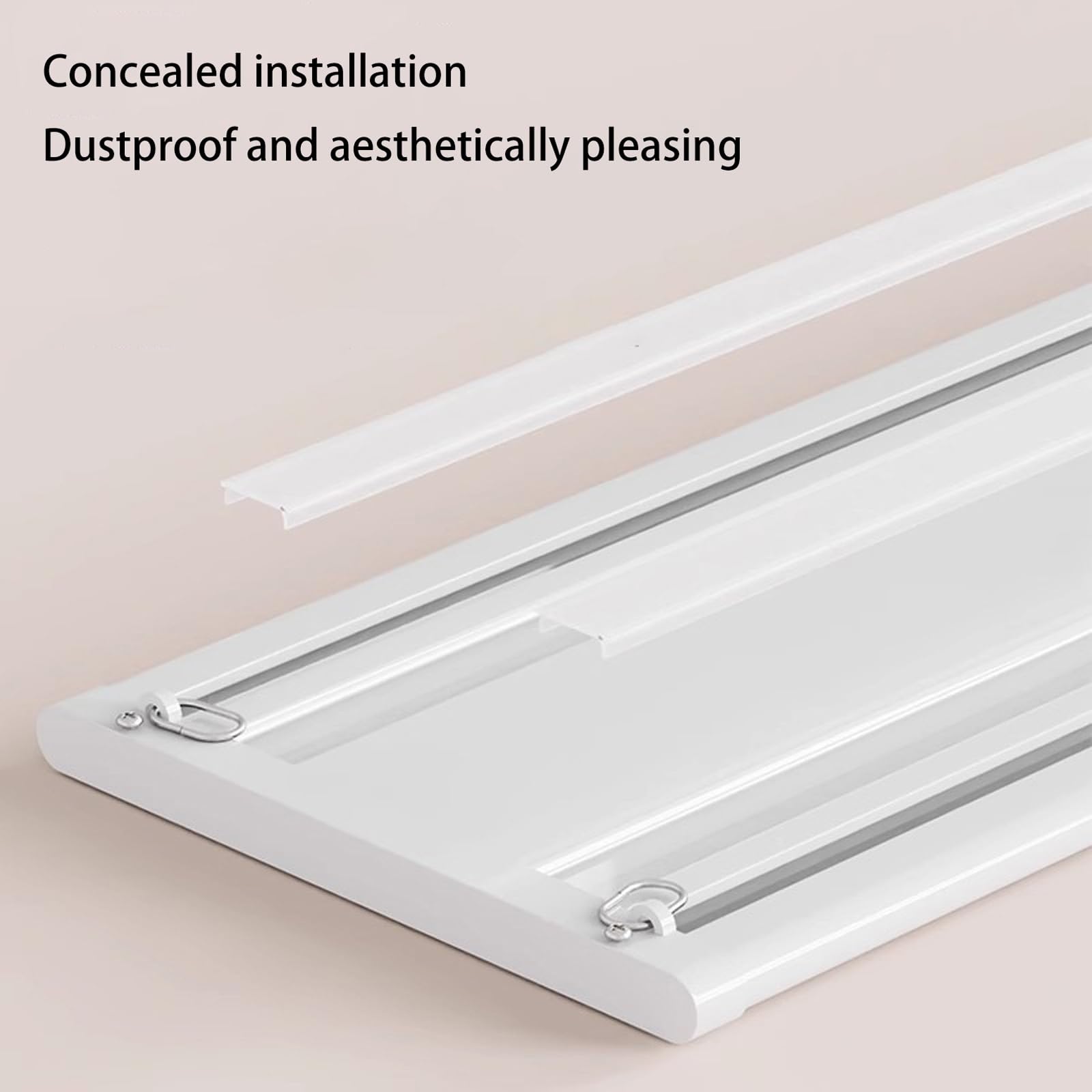 Riel De Cortina Doble Techo 2 3 4 5 6metros Riel De Cortina Oculto Riel De Cortina De Techo Silencioso De Aluminio Kit De Riel De Cortina Deslizante Con Rodillos Para Divisor(White,2m/6.6ft)