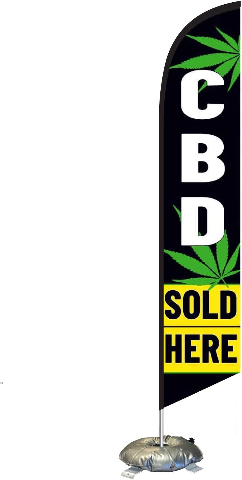 FFN CBD Sold Here Feather Flag Kit with Cross-base and Weight-Donut, Outdoor Advertising Banner Swooper Flag