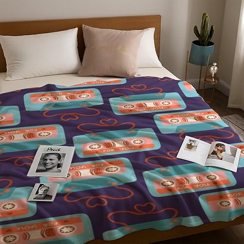Miniatura 6 de Retro Cassette Tape for You Purple Decor Silky Flannel Fleece Blanket Throw Soft Cozy Soft Throw Blankets for Women Blanket Lap Lightweight Bedroom