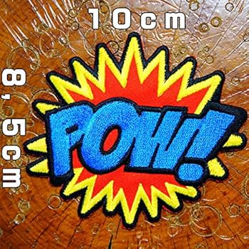 Amazon.co.jp: 刺繍 アイロン ワッペン【POW】爆音 ヨコ10cm