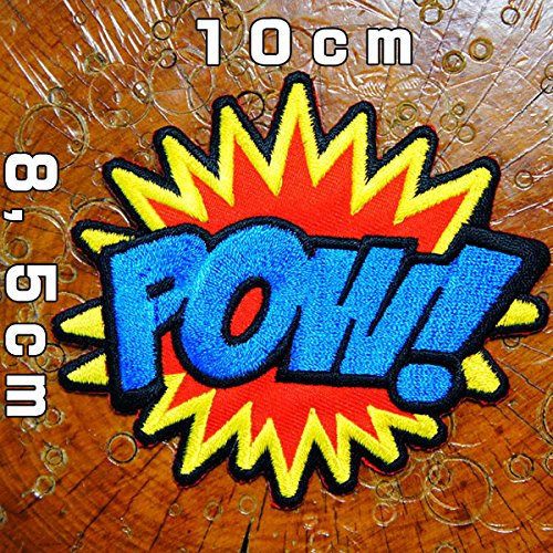 Amazon.co.jp: 刺繍 アイロン ワッペン【POW】爆音 ヨコ10cm バイク