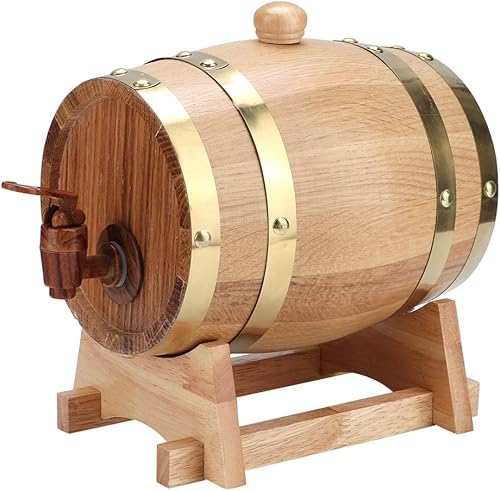 Miniatura 9 de Barril de cerveza de madera, madera de roble vintage de 1.5 L, barril de vino de gran capacidad, cubo de almacenamiento para el hogar, barriles de