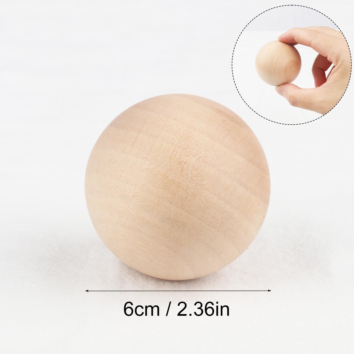 15 Pack 2.36 Inch Unfinished Wooden Balls, Wooden Round Ball, Natural Round Hardwood Balls, Wood Spheres for Crafts and DIY Projects and Decorations - Image 2