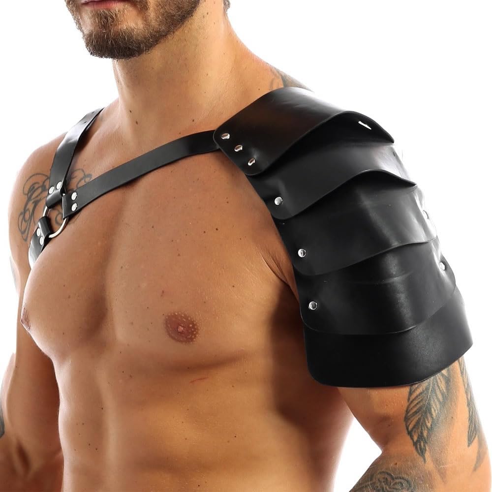 Men's Faux Leather Shoulder Harness – Adjustable Chest Strap Armor Style for Cosplay or Clubwear