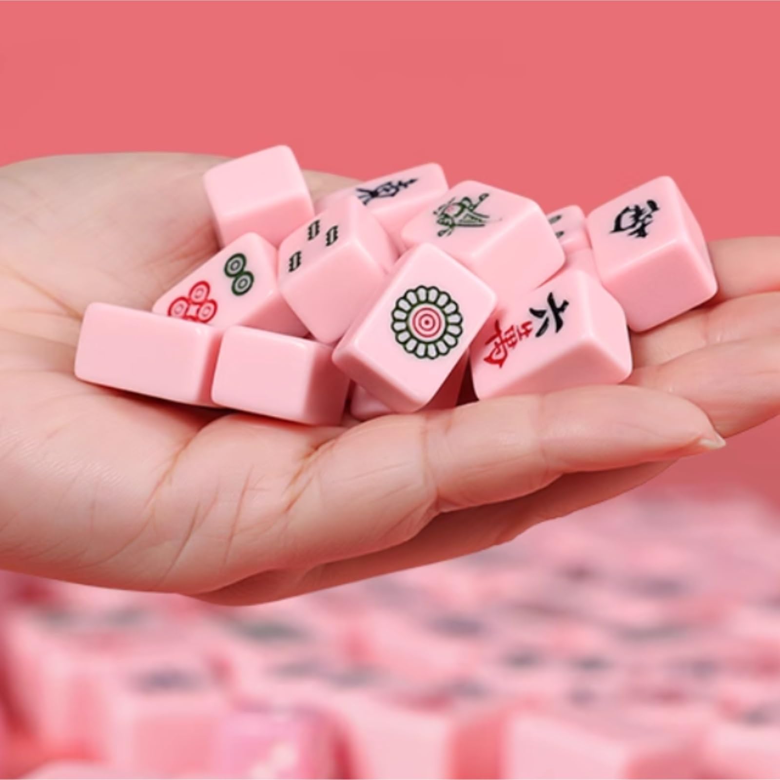 Mahjong Zestaw 144 Płytek Mahjong Gra Towarzyska Tradycyjna Gra Ze Składanym Stołem Zestaw Mahjong(Oranje)
