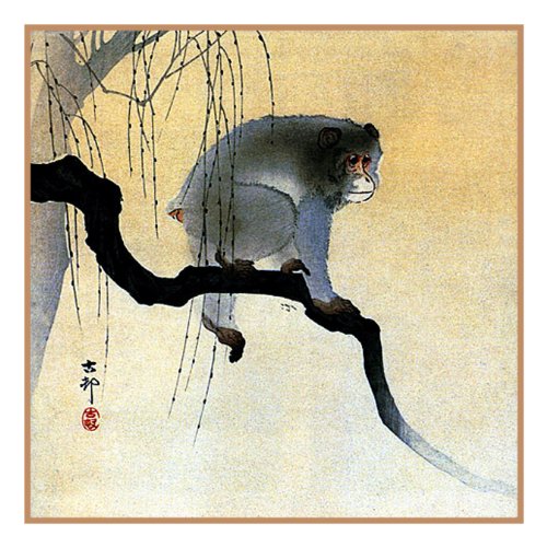 Orenco Originals Monkey on Tree BranchAsian Ohara Shoson Counted Cross Stitch Pattern