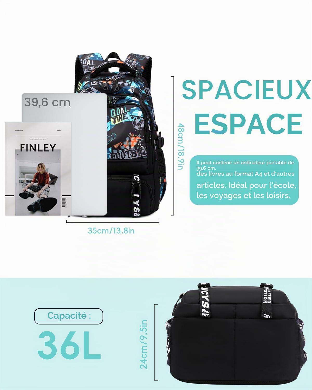 Tanou Sac a Dos College Garcon Renforcé Cartable Garcon Primaire