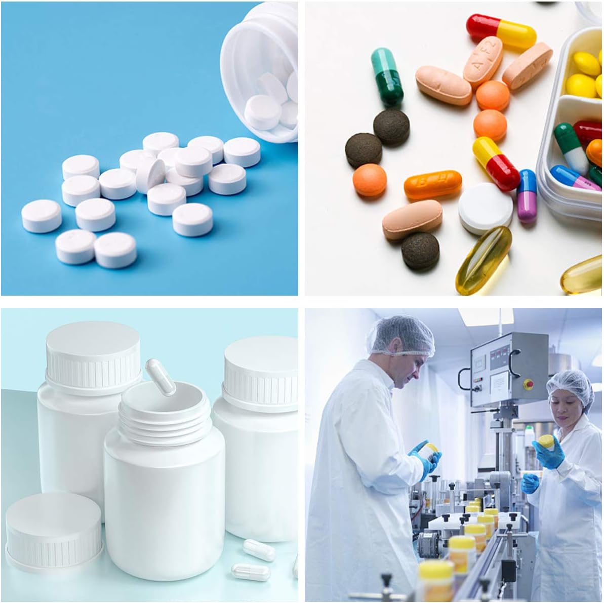 20 Pcs Empty Pill Bottles, 50ml Small White Plastic Medicine Containers with Lids, Portable Travel Pill Holder for Medication, Vitamins & Crafts