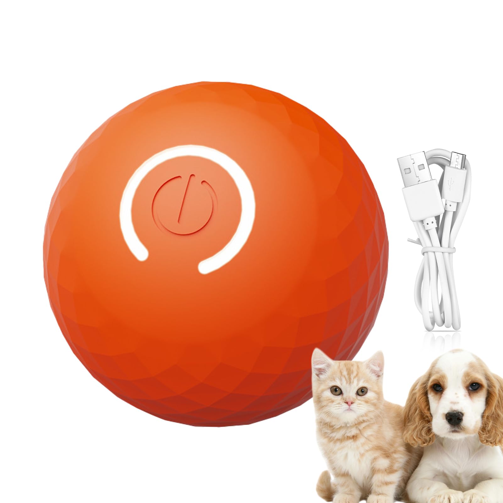Ziurmut Orange1 Rolling Ball Dogs, Automatic Rolling Ball Cat Toy, Petdroid Interactive Dog Ball,Petdroid Interactive Dog Ball, Smart Bouncing Ball,For Pets Hunting, Kitty Chasing, And Training