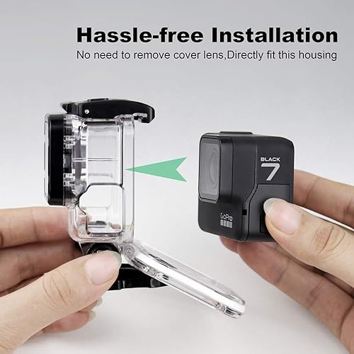 Miniatura 25 de Funda impermeable para GoPro Hero 2018/7/6/5 Negro - 147.6 ft cubierta protectora de buceo carcasa para Go Pro Hero7 Hero6 Hero5 Cámara con trípode