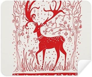Cartoon Deer Animal Red Paper Cutting Cleaning Cloth Screen Cleaner 2pcs Suede Fabric
