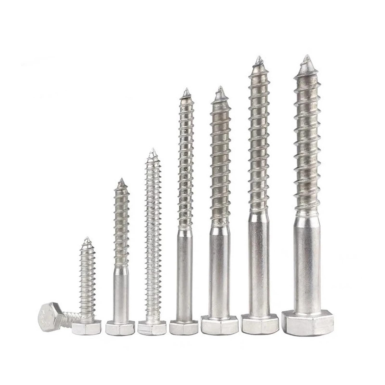 Hex Head Self-Tapping Wood Screws M8-M12 Stainless Steel | Hex drive, wood fix, outdoor use, rust-proof(M8x100-5pcs)