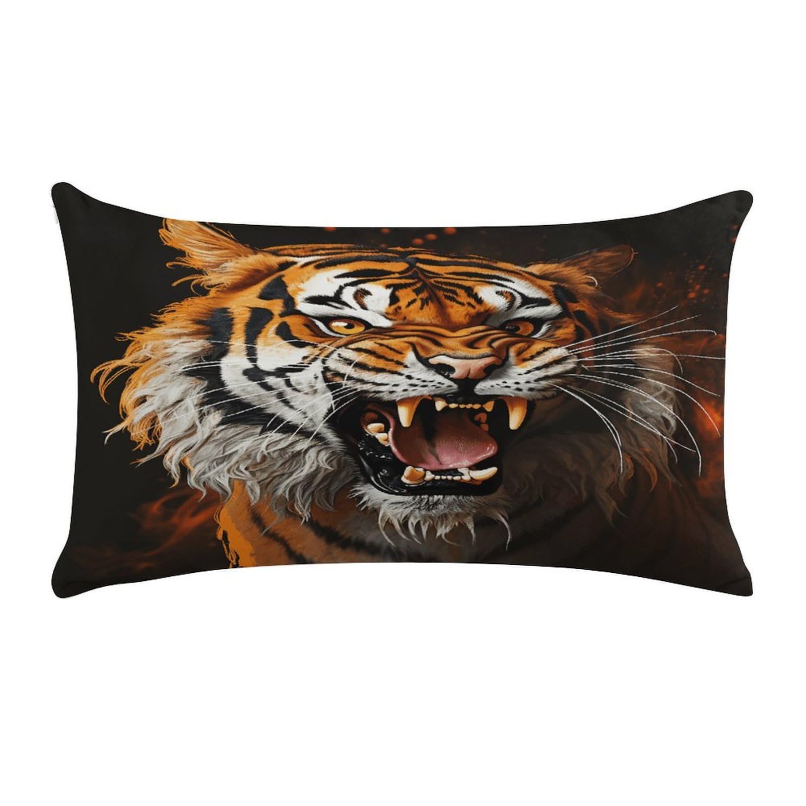 MUSM Roaring Tiger Throw Pillow Cover Rectangle Short Plush Pillowcase Soft Luxury Decorative Lumbar Throw Pillow Case with Zipper Short Plush Cushion Cases 12 X 20 Inch