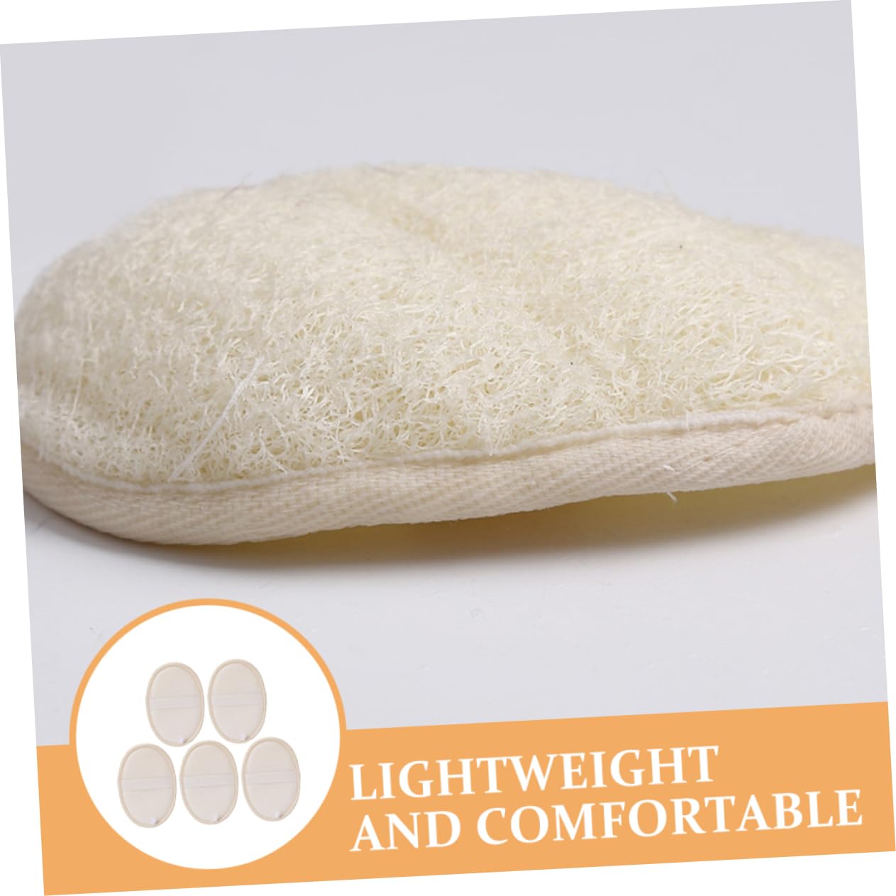 OATIPHO 5Pcs Natural Loofah Shower Skin Scrubber Oval Exfoliating Bath Sponge Pad Quick Drying Hanging Design for for Back Cleaning Care