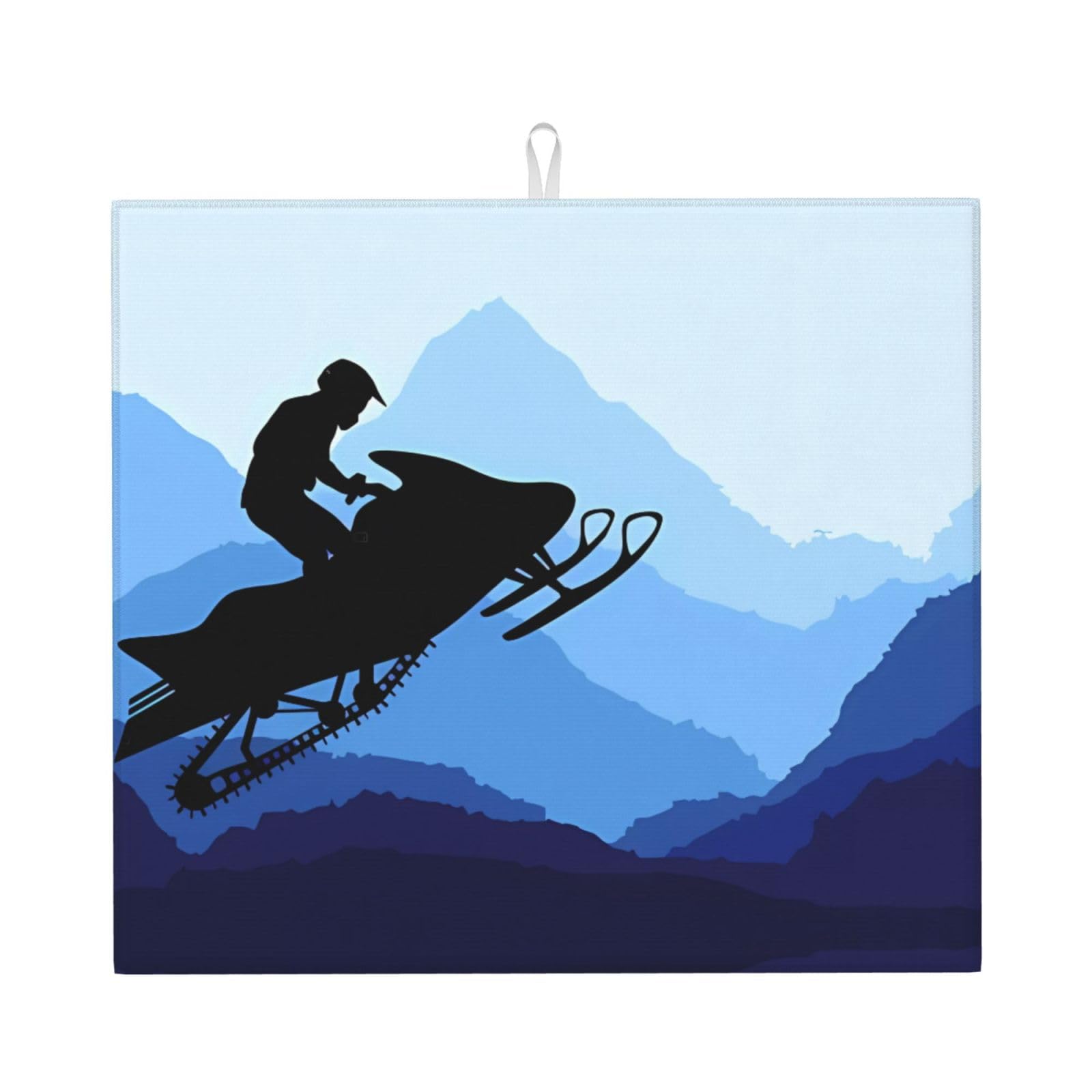 YYHWHJDE Snowmobile Prints Kitchen Drying Mat - Absorbent Dish Drying Throw with Vibrant Prints, Quick-Dry Countertop Layer for Dishes & Appliances - Non-Slip & Foldable