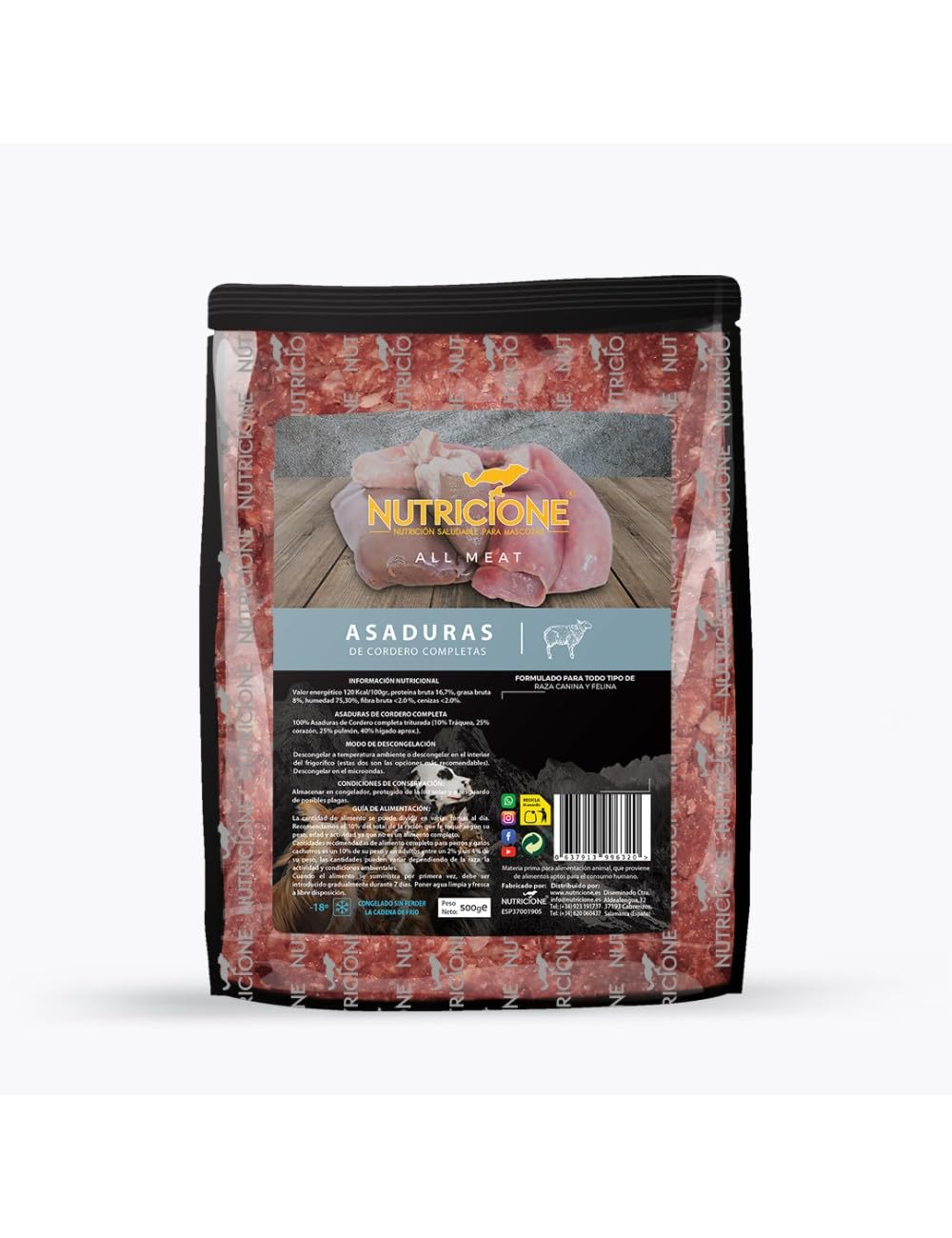 All Meat | Asaduras de Cordero para Perros y Gatos - 6kg Congelada (12 Paquetes de 500g)