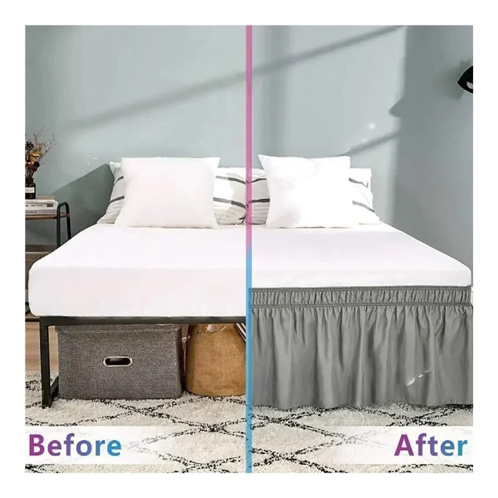 1 mantovana giroletto avvolgente con fascia elastica, senza superficie del letto, per letto doppio, matrimoniale, king size, per decorare la casa (grigio scuro, matrimoniale 190,5 x 99 x 40 cm)