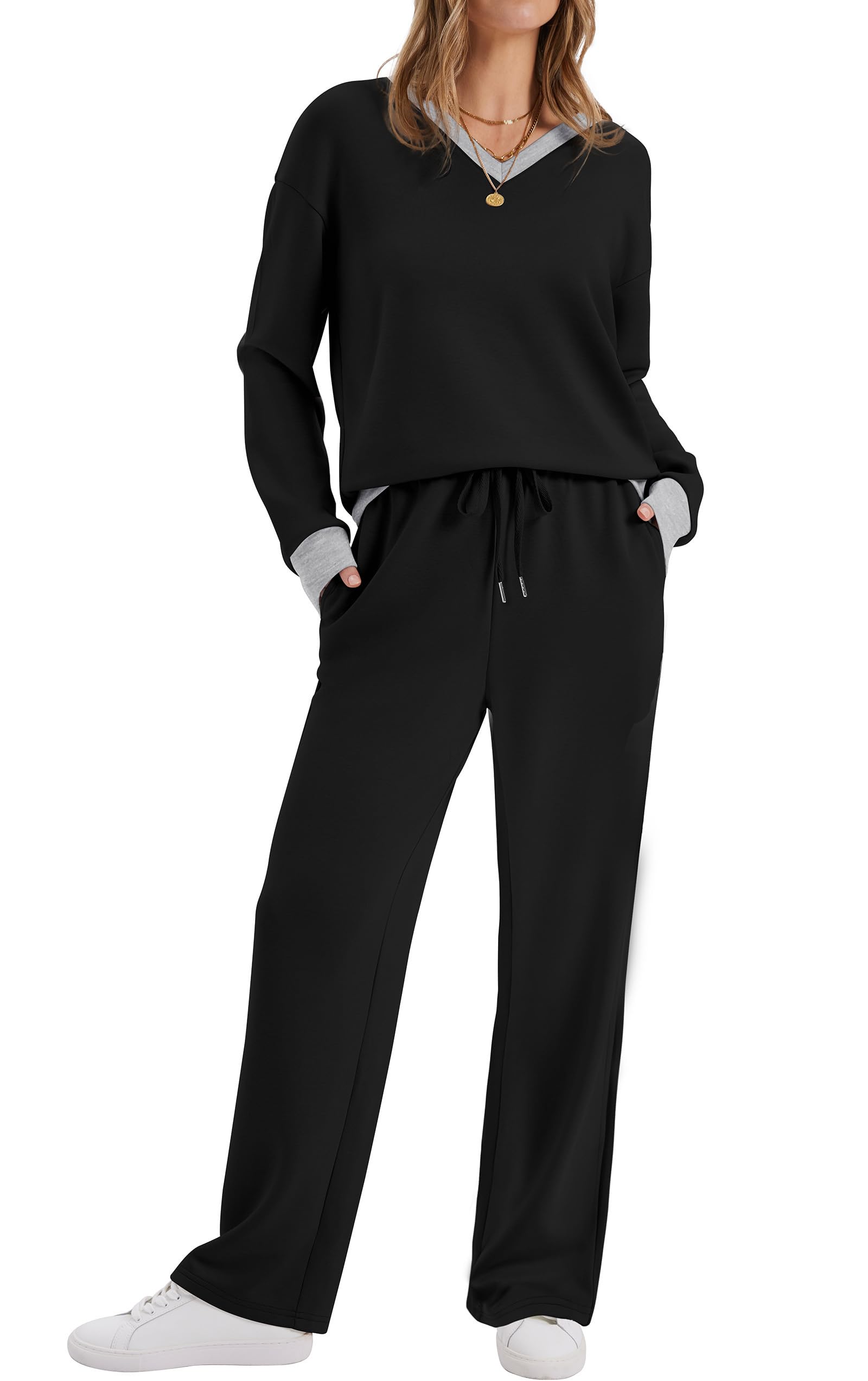 WIHOLL Women's 2 Piece Matching Lounge Set Sweatsuits Fall Outfits