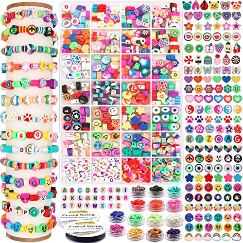 Eutenghao 786Pcs Polymer Clay Beads Charms Spacer Beads Letter Beads With Bracelet Strings 24 Styles Handmade Beads For Bracelets Necklace Earring Jewelry Making Women Diy Crafts #TOP17