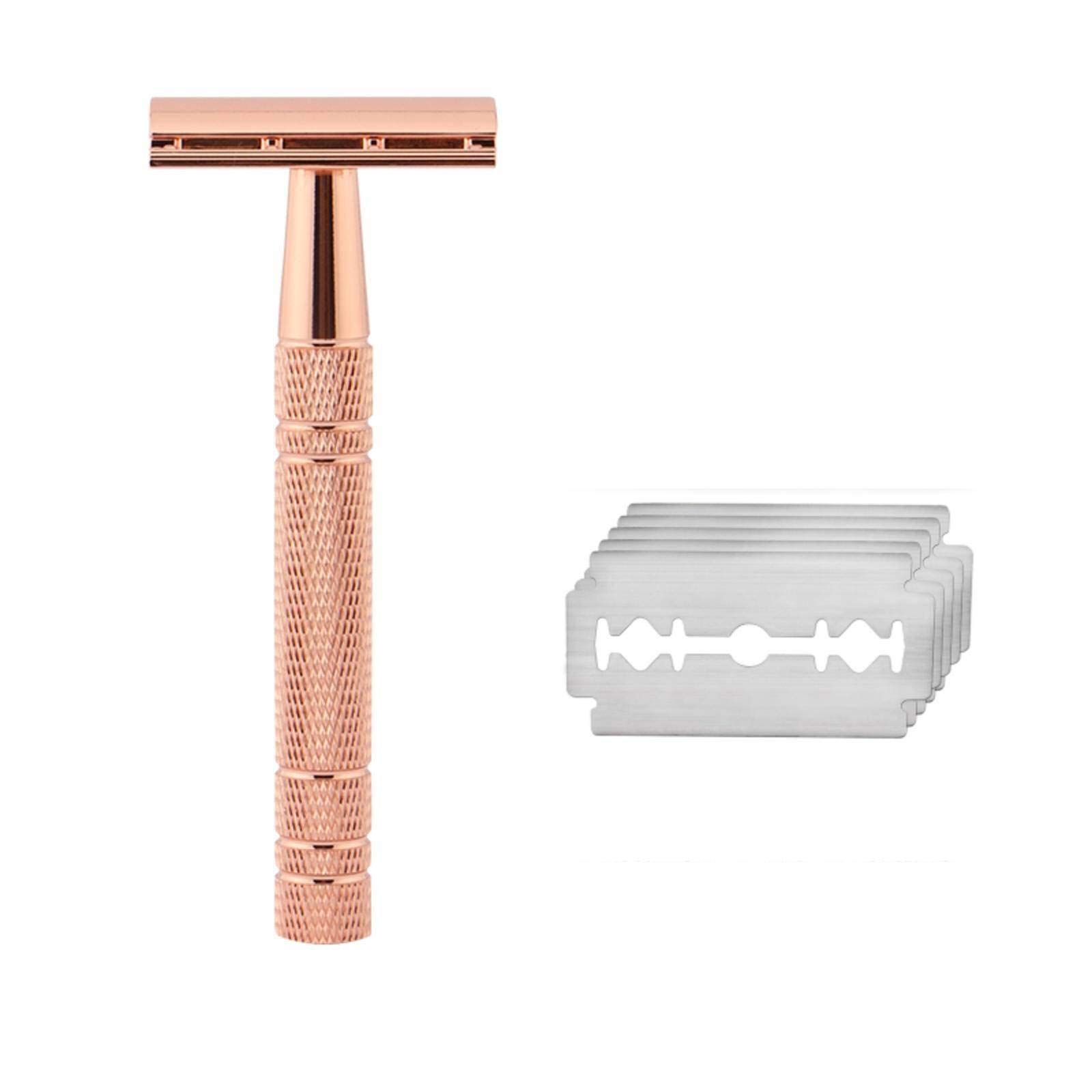 NC Men's Razor Double-Edged Safety Razor with 10 Razor Blades Classic Metal Manual Razor Beard Trimmer Men's Facial Cleaner