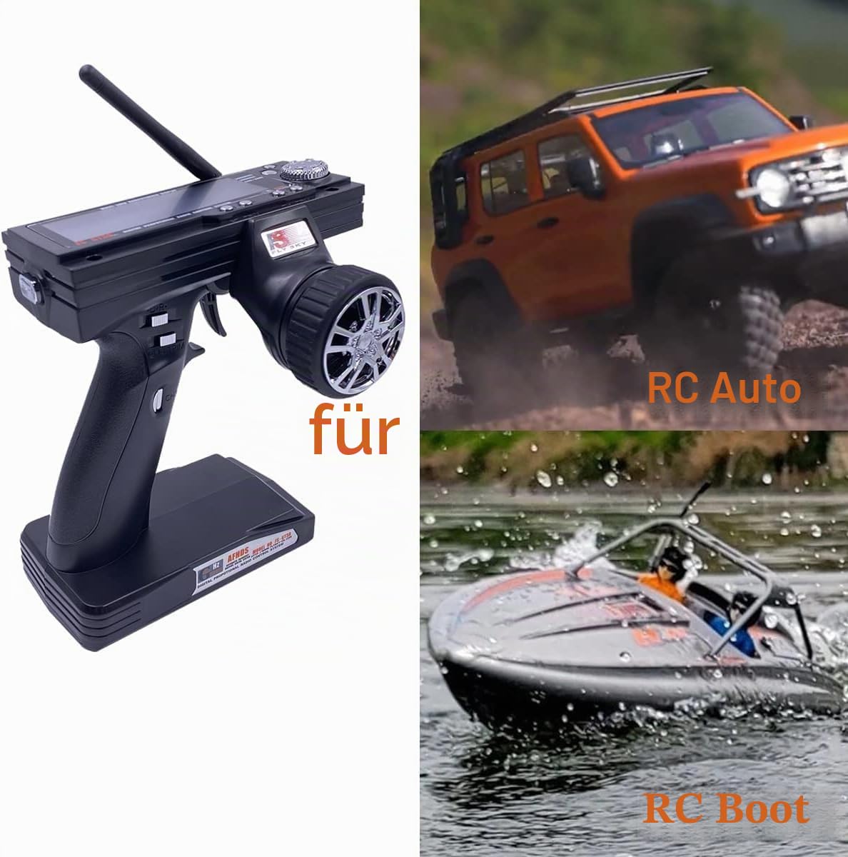 2,4 GHz Funksender Empfänger Fernbedienung, Flysky GT3B AFHDS 3 Kanal Sender + FS GR3E Empfänger Funksystem für RC Rennwagen Boot Hubschrauber Spielzeug