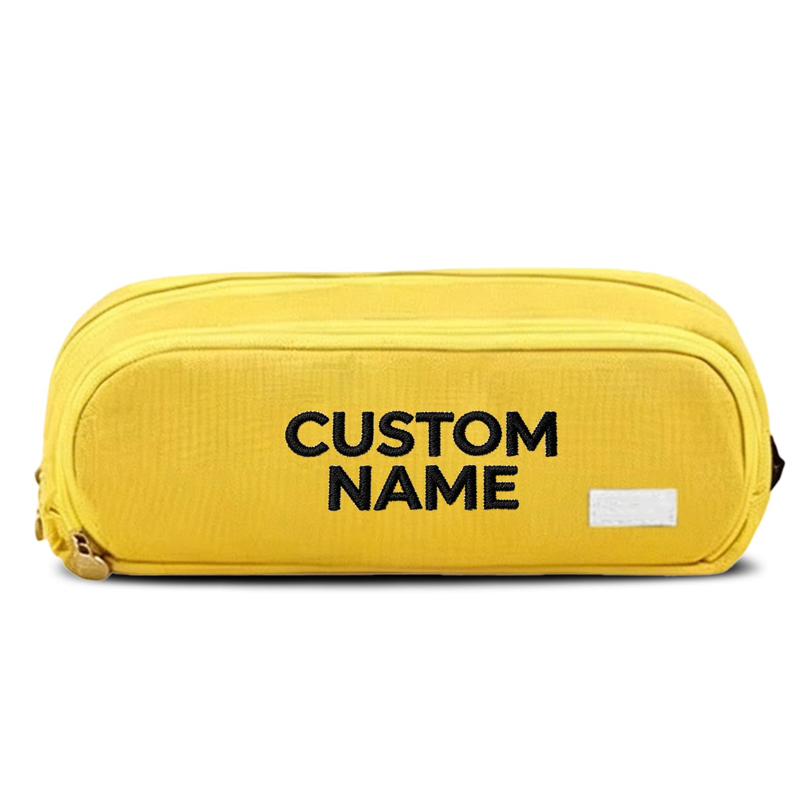 Personalized Multi Compartment Pencil Case for Students with Text，Yellow