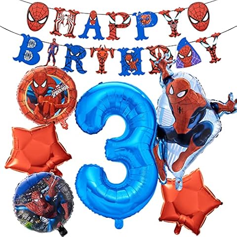 Ainvliya 10pcs Spider man Birthday Party Balloons, 3th Birthday Decorations, Happy Birthday Spider man Banner, Spider man balloons, for Spider man Party Decoration Cover