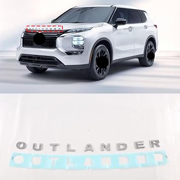 for Mitsubishi Outlander 2023 2024 2025 Hood Letter Badge Nameplate Emblem silvery