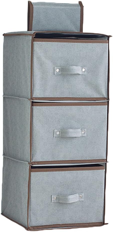 Pinze 3 Shelf Hanging Closet Organizer Drawers, Hanging Collasible Closet Storage Shelves, Canvas Hanging Closet Storage Organizer with Drawers for Clothing&Sweaters
