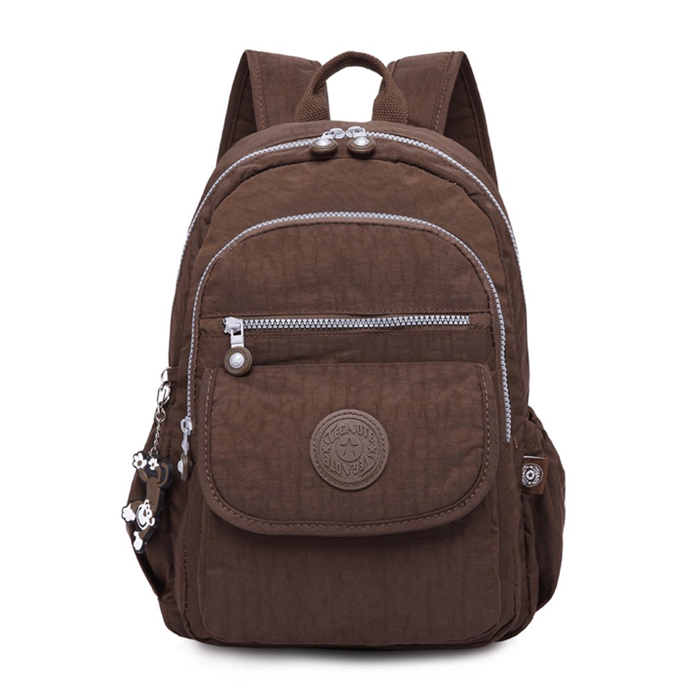Mini Classic Backpack Nylon Travel Daypack Junior School Bagpack Waterproof (Brown)